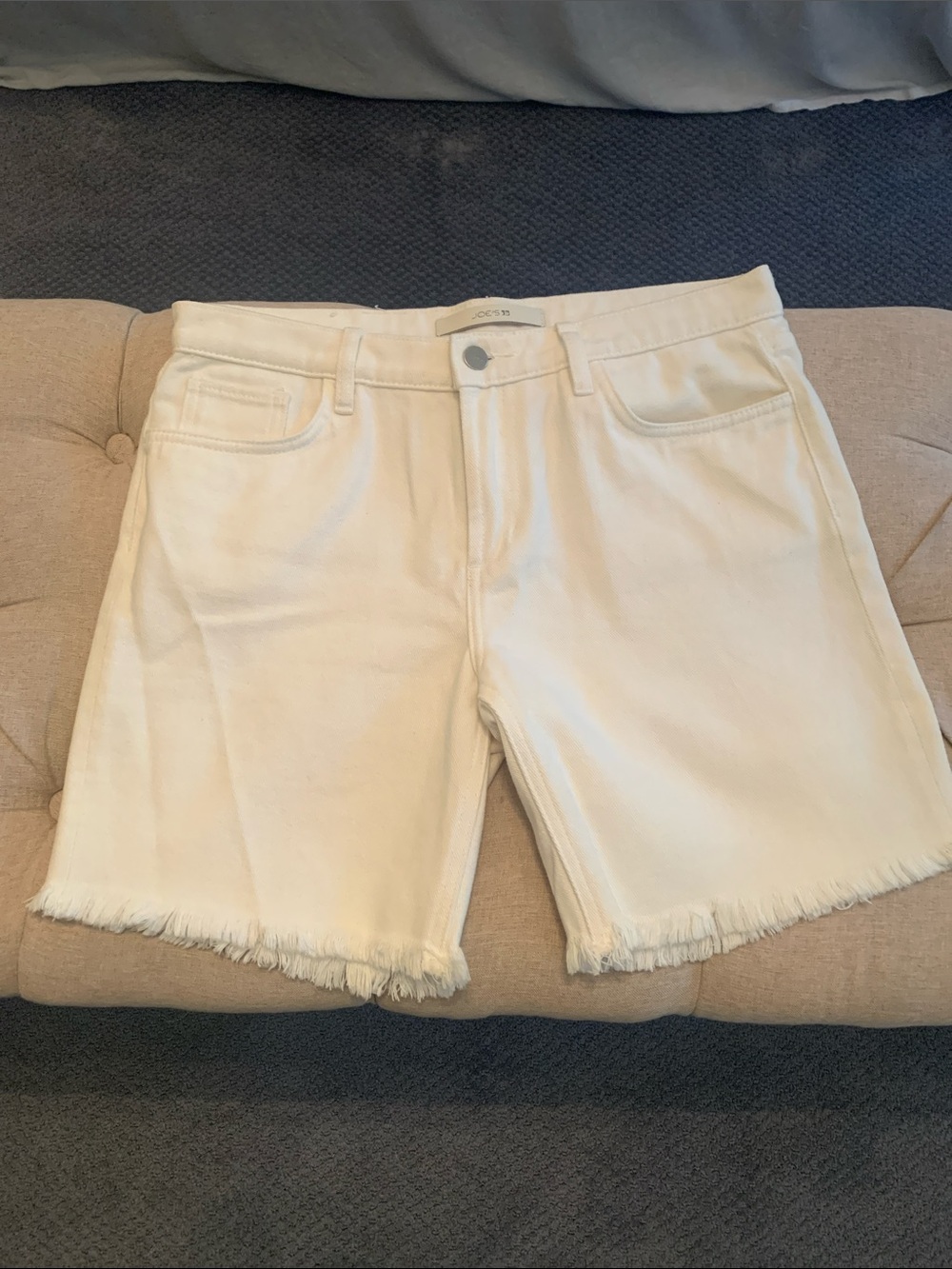 Joe’s White Frayed Hem Denim Shorts
